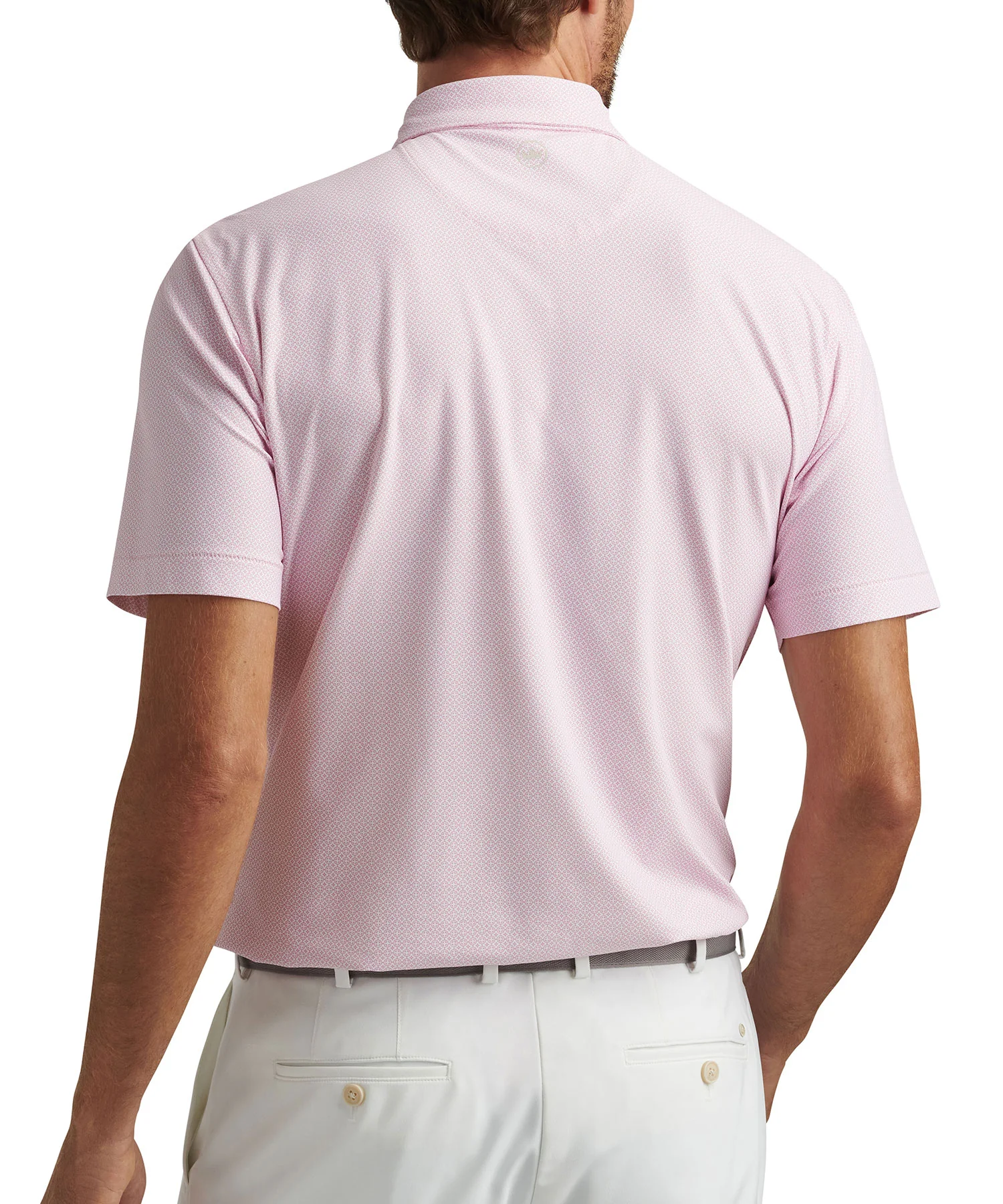 Peter Millar Short Sleeve Costa Geo Print Mesh Polo Knit Shirt - Image 3