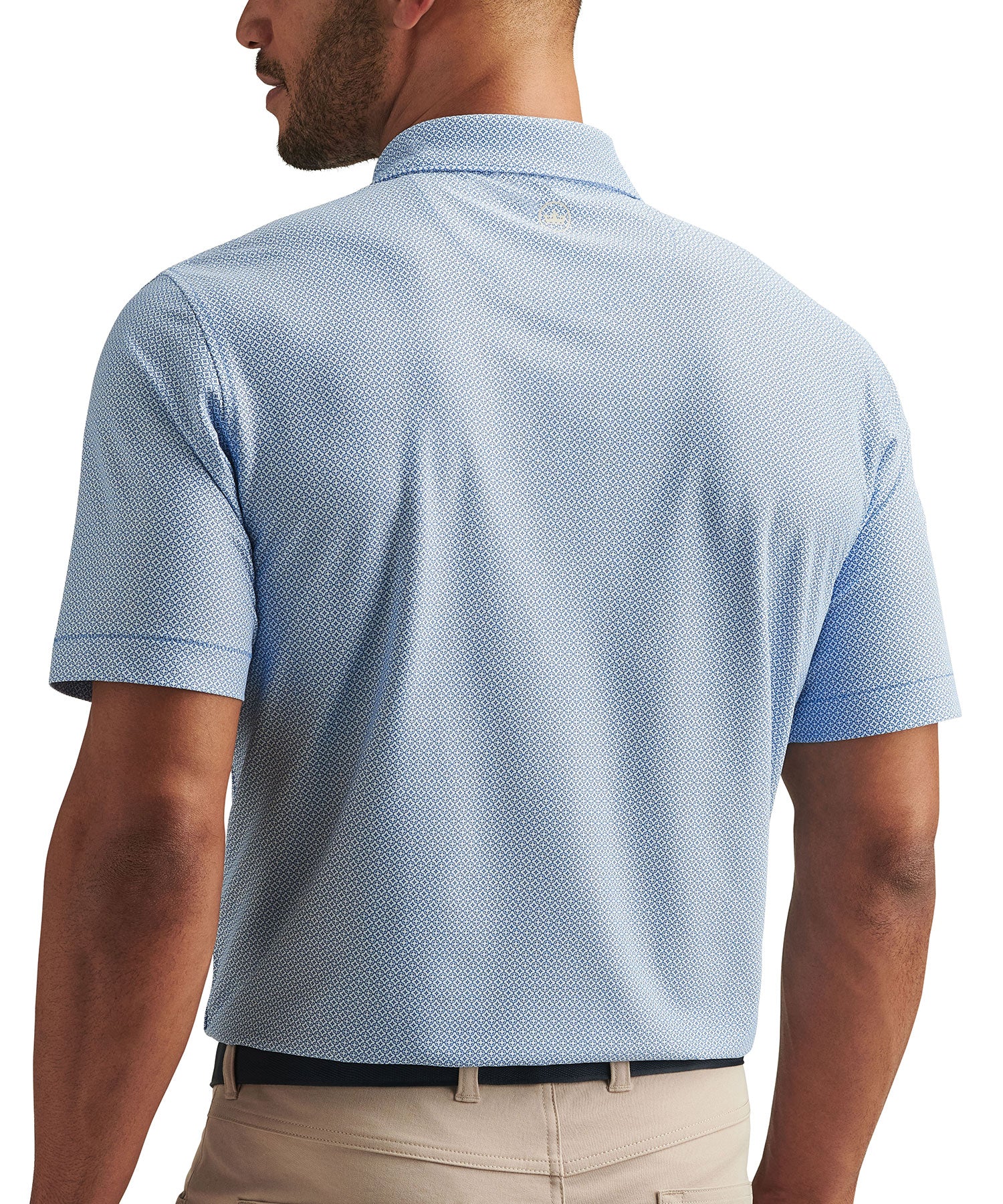 Peter Millar Short Sleeve Costa Geo Print Mesh Polo Knit Shirt - Image 8