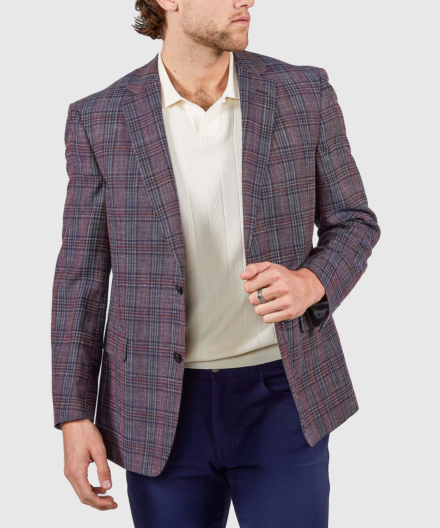 Westport Black Two-Button Side Vented Plaid Sport Coat - Image 2