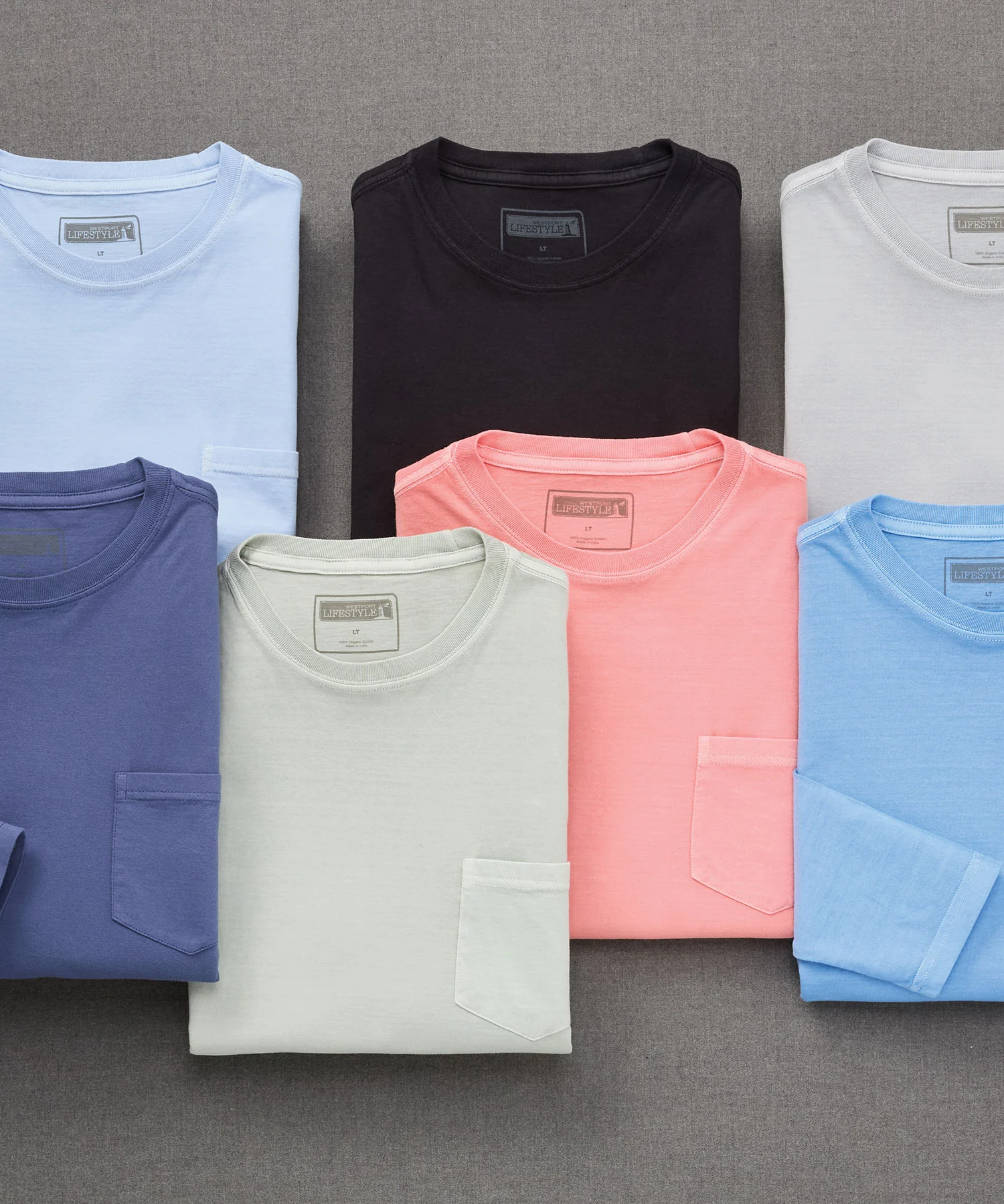 Westport Lifestyle Long Sleeve Ocean Washed Crew Neck Pocket T-Shirt - Image 2
