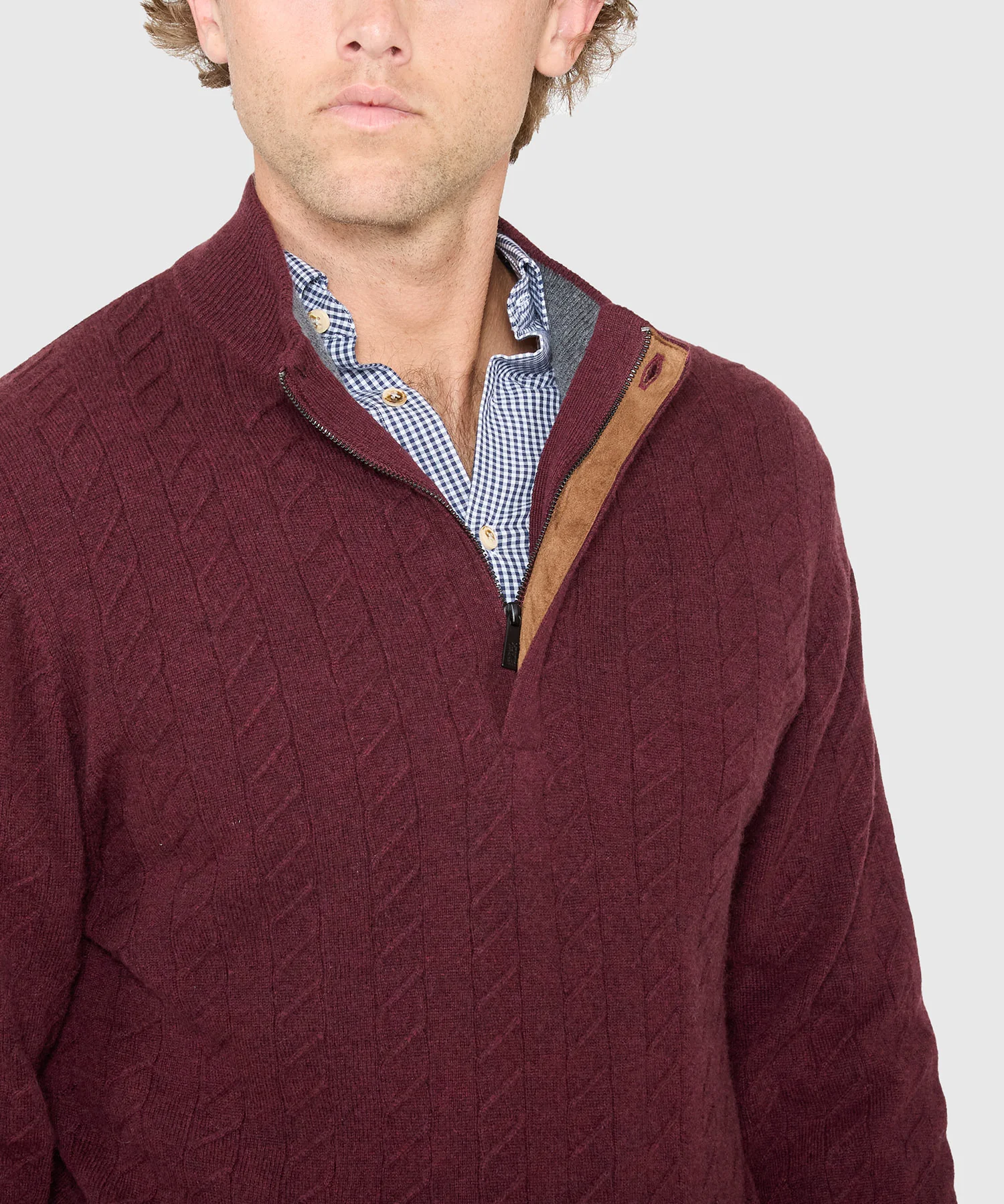 Westport Black Long Sleeve Monaco Cable Knit Button Mock Pullover Sweater - Image 4