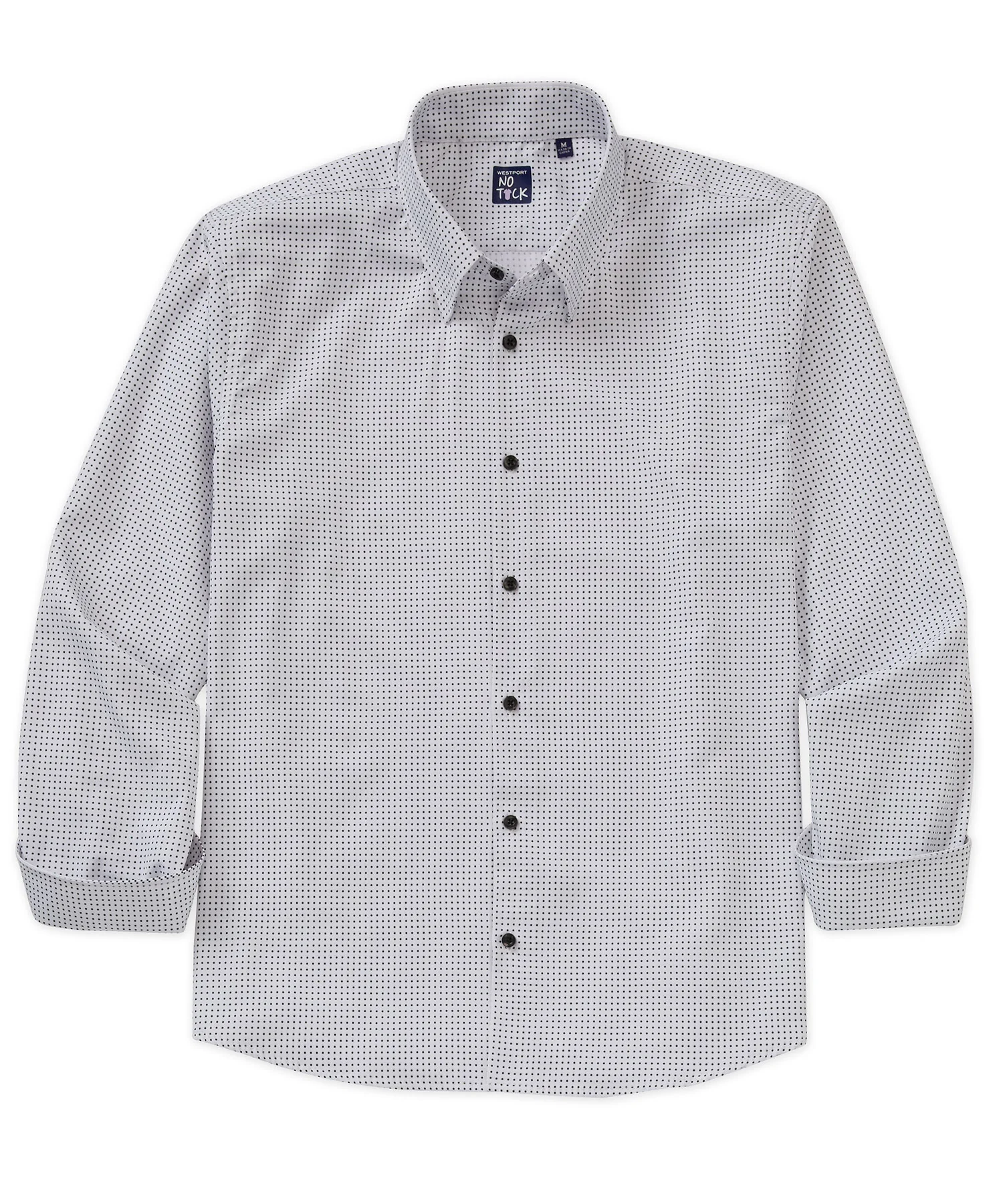 Westport No-Tuck Long Sleeve Button Under Spread Collar Mini Dot Stretch Performance Sport Shirt