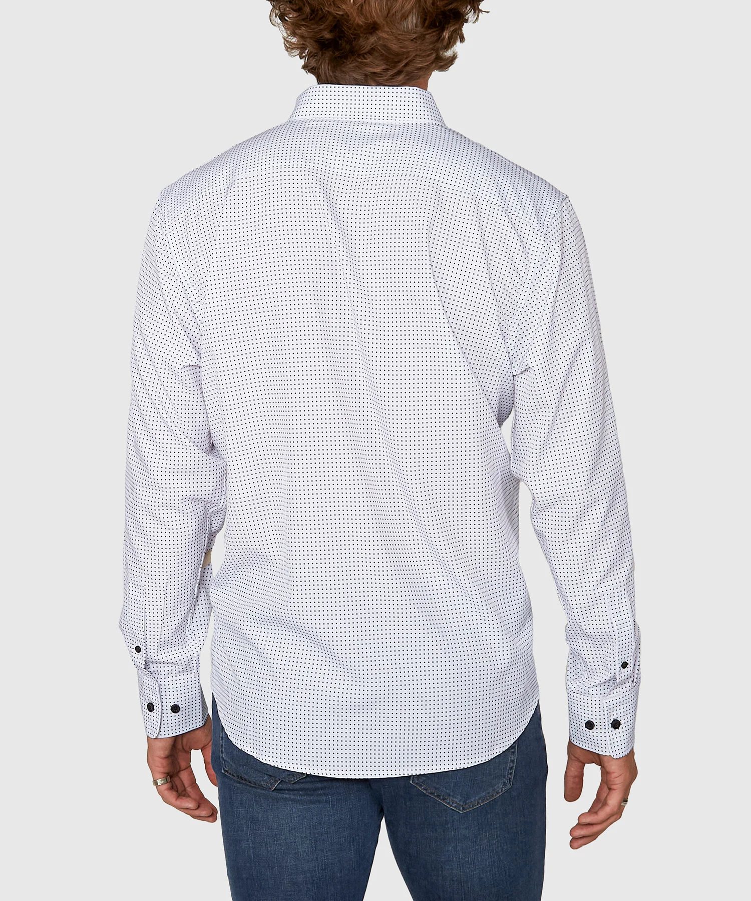 Westport No-Tuck Long Sleeve Button Under Spread Collar Mini Dot Stretch Performance Sport Shirt - Image 3