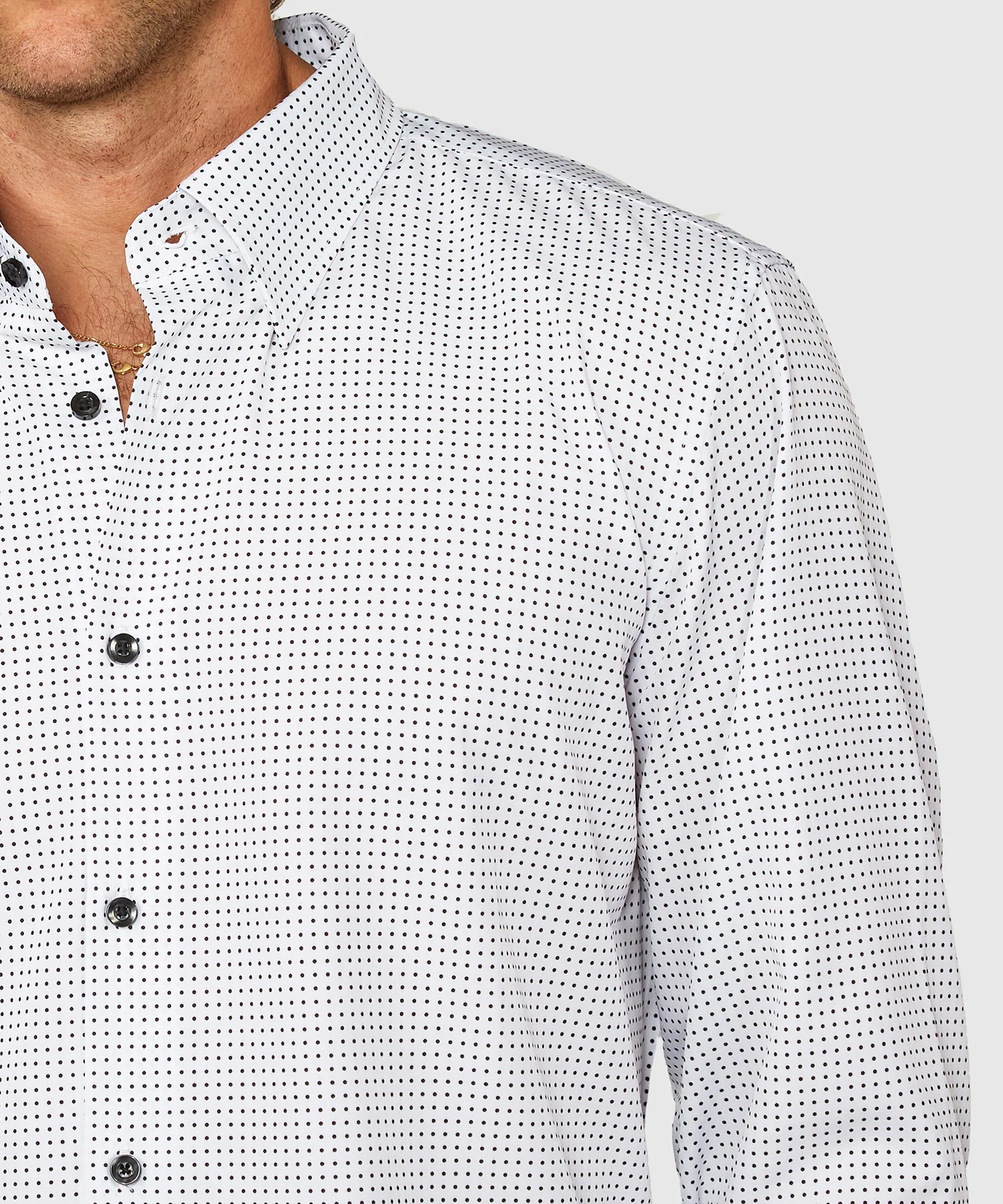 Westport No-Tuck Long Sleeve Button Under Spread Collar Mini Dot Stretch Performance Sport Shirt - Image 4