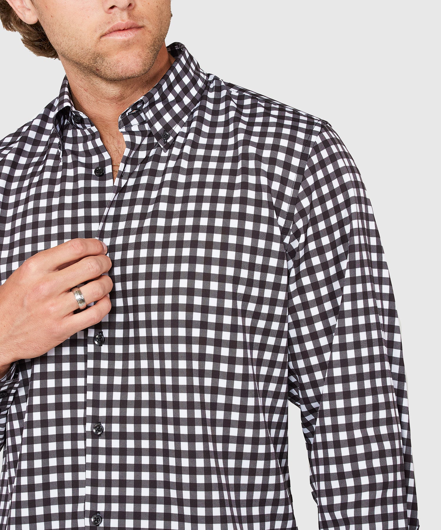 Westport No-Tuck Long Sleeve Button Down Collar Gingham Stretch Performance Sport Shirt - Image 4