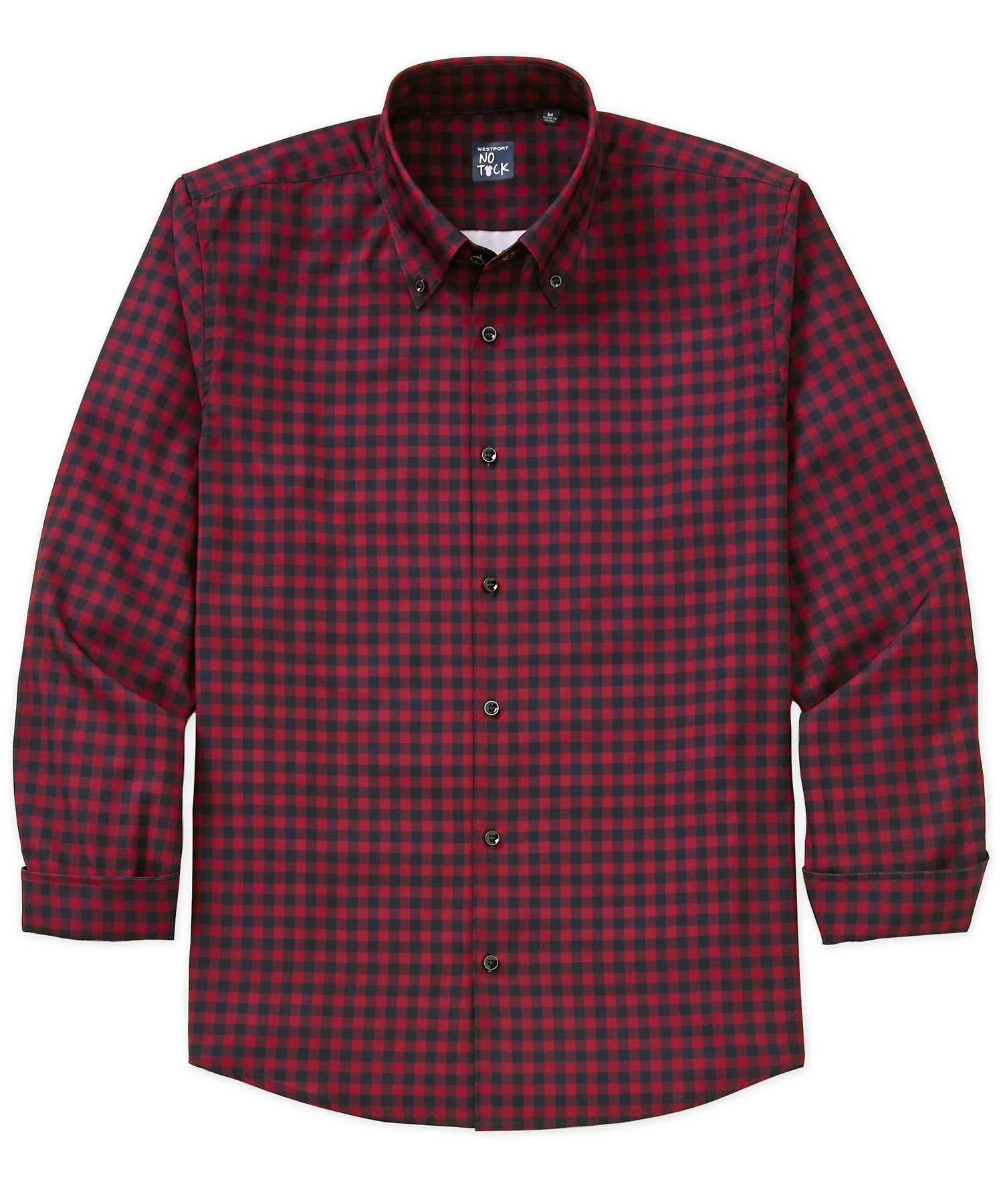 Westport No-Tuck Long Sleeve Button Down Collar Gingham Stretch Performance Sport Shirt