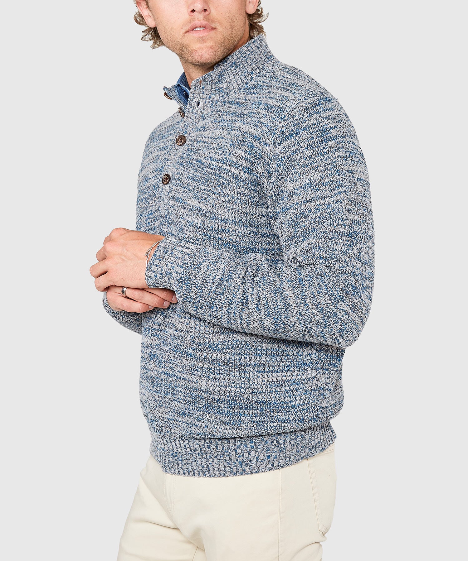 Westport Black Chenille Button Mock Sweater - Image 12