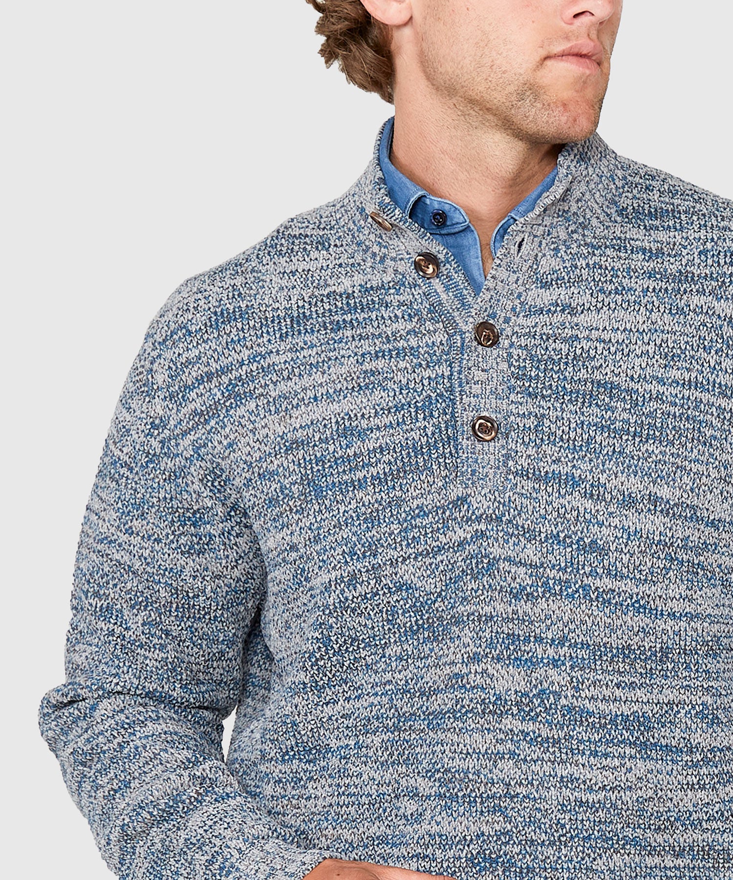 Westport Black Chenille Button Mock Sweater - Image 13