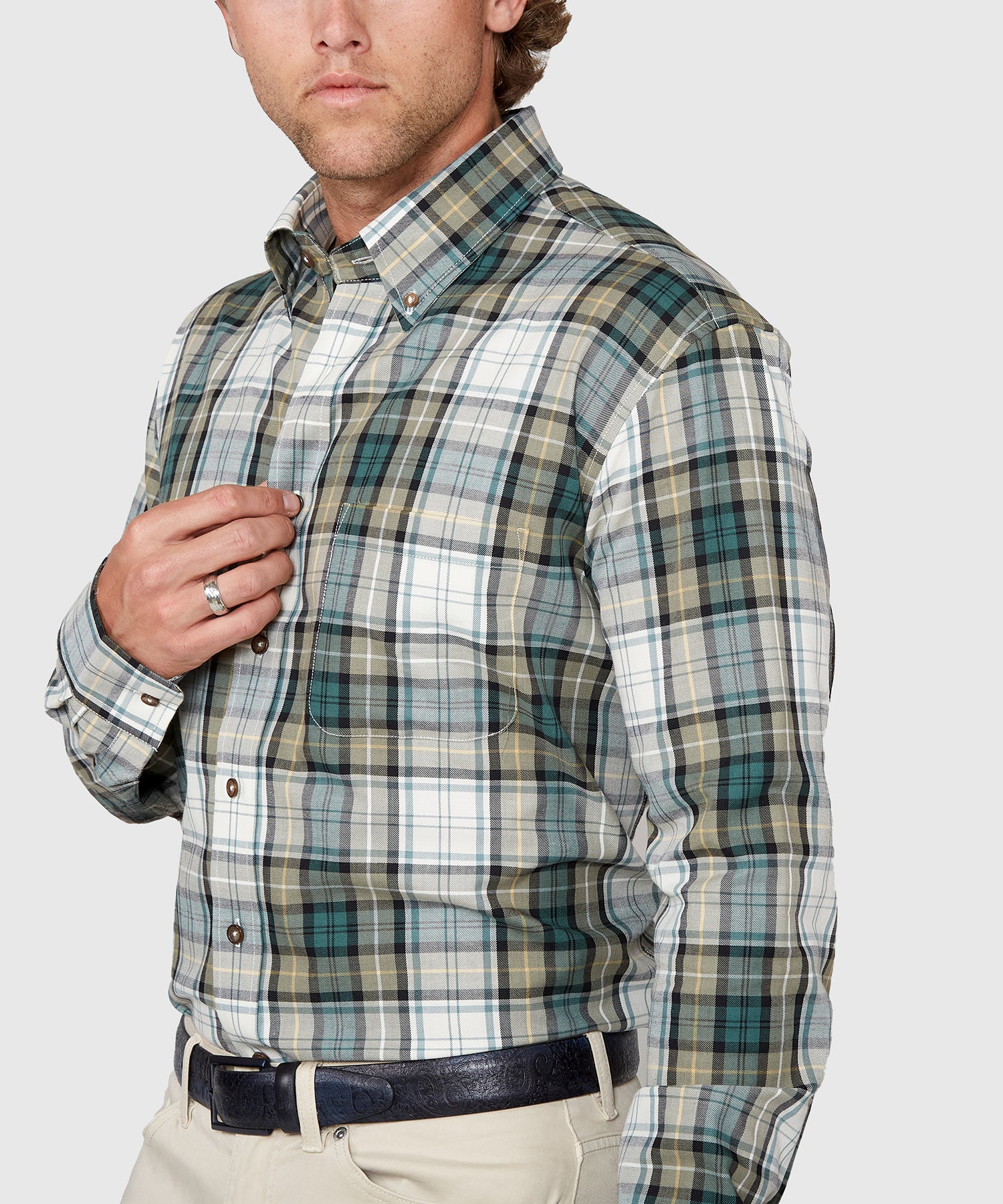 Westport Black Long Sleeve Button Down Collar Cotton Wool Sport Shirt - Image 3