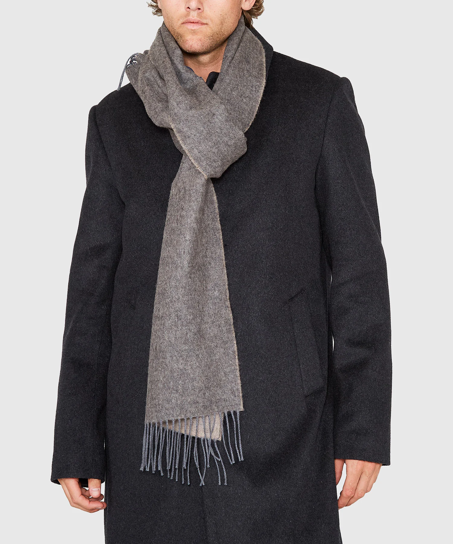 Westport Black Reversible Merino Wool Scarf - Image 11