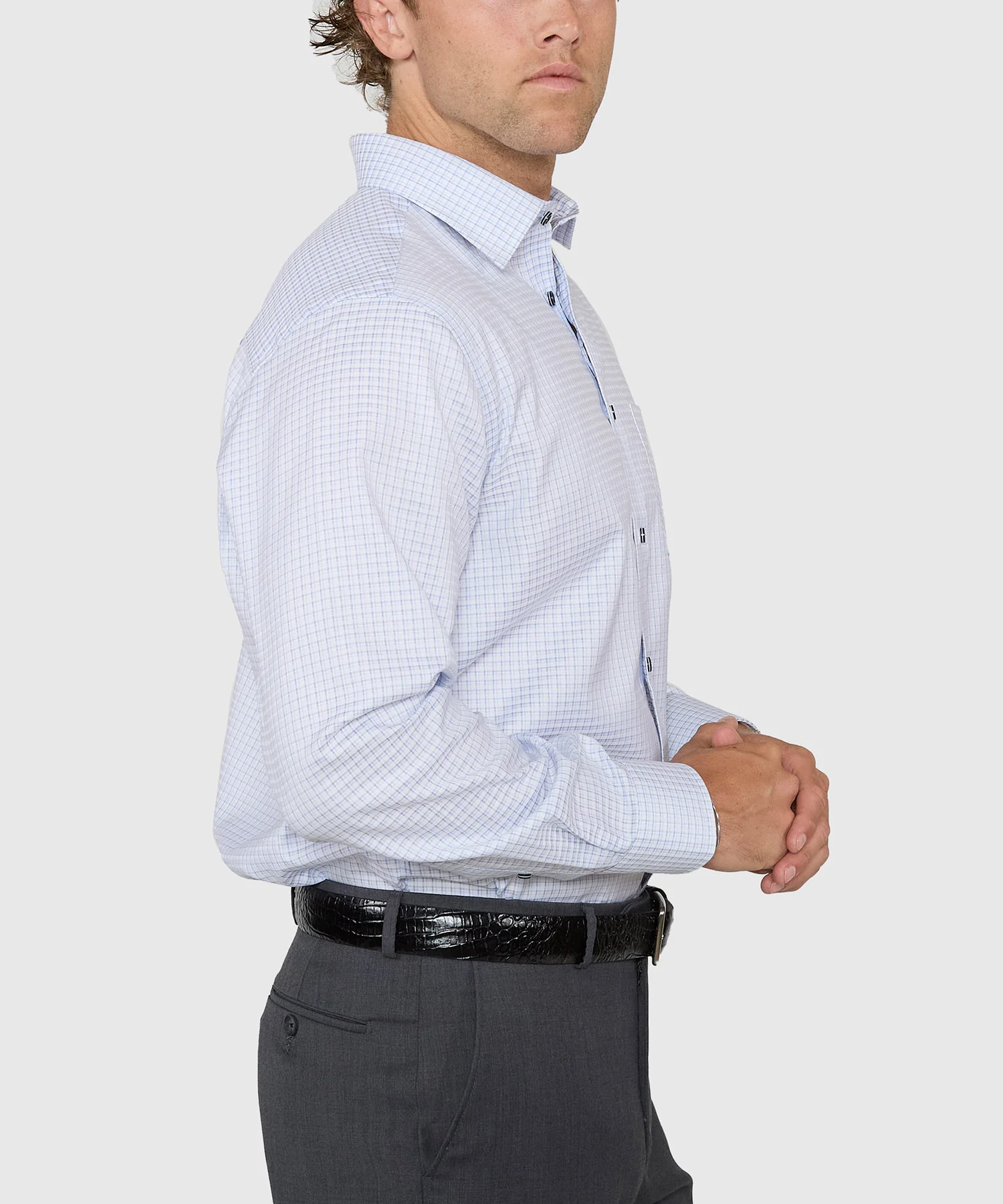 Westport 1989 Long Sleeve Spread Collar Shadow Check Dress Shirt - Image 3