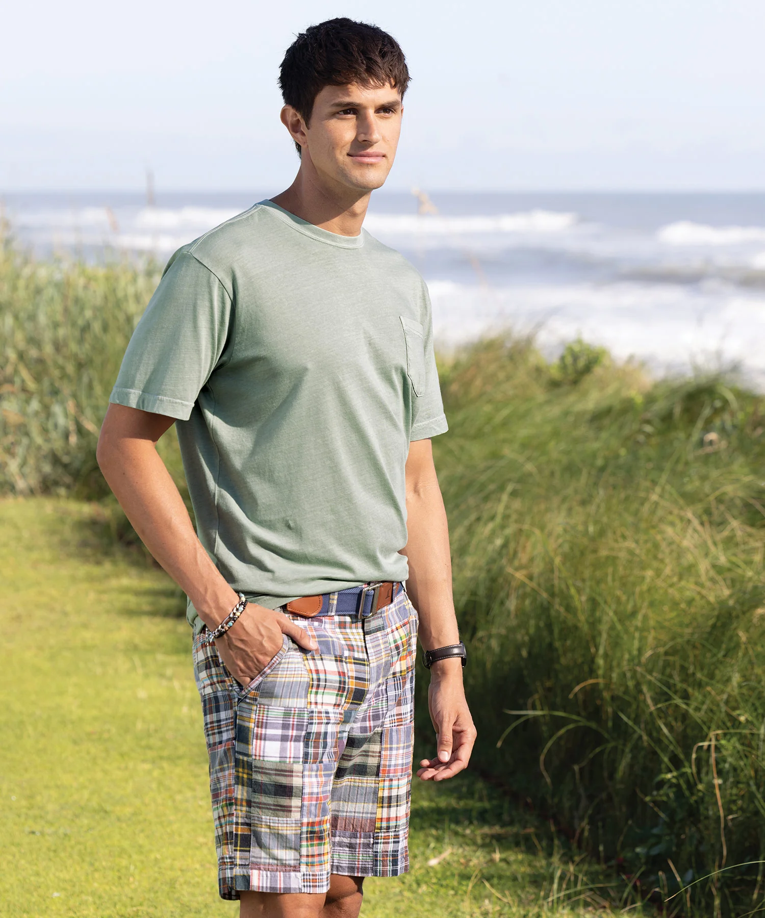 Westport Lifestyle Short Sleeve Sunwashed Crew Neck Pocket T-Shirt - Image 2