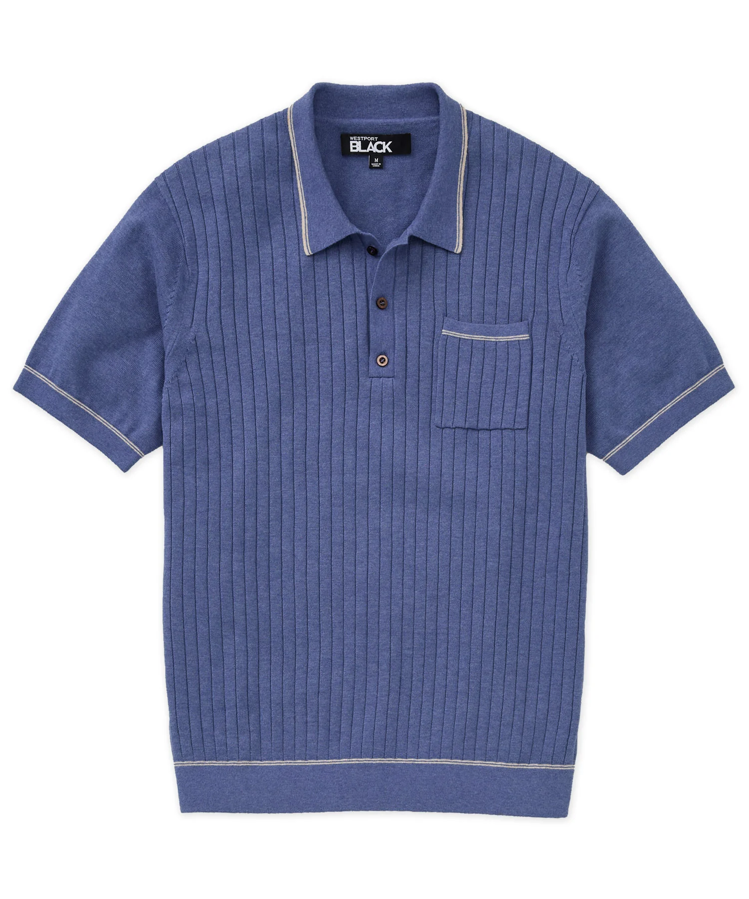 Westport Black Short Sleeve Amici Ribbed Knit Polo - Image 3