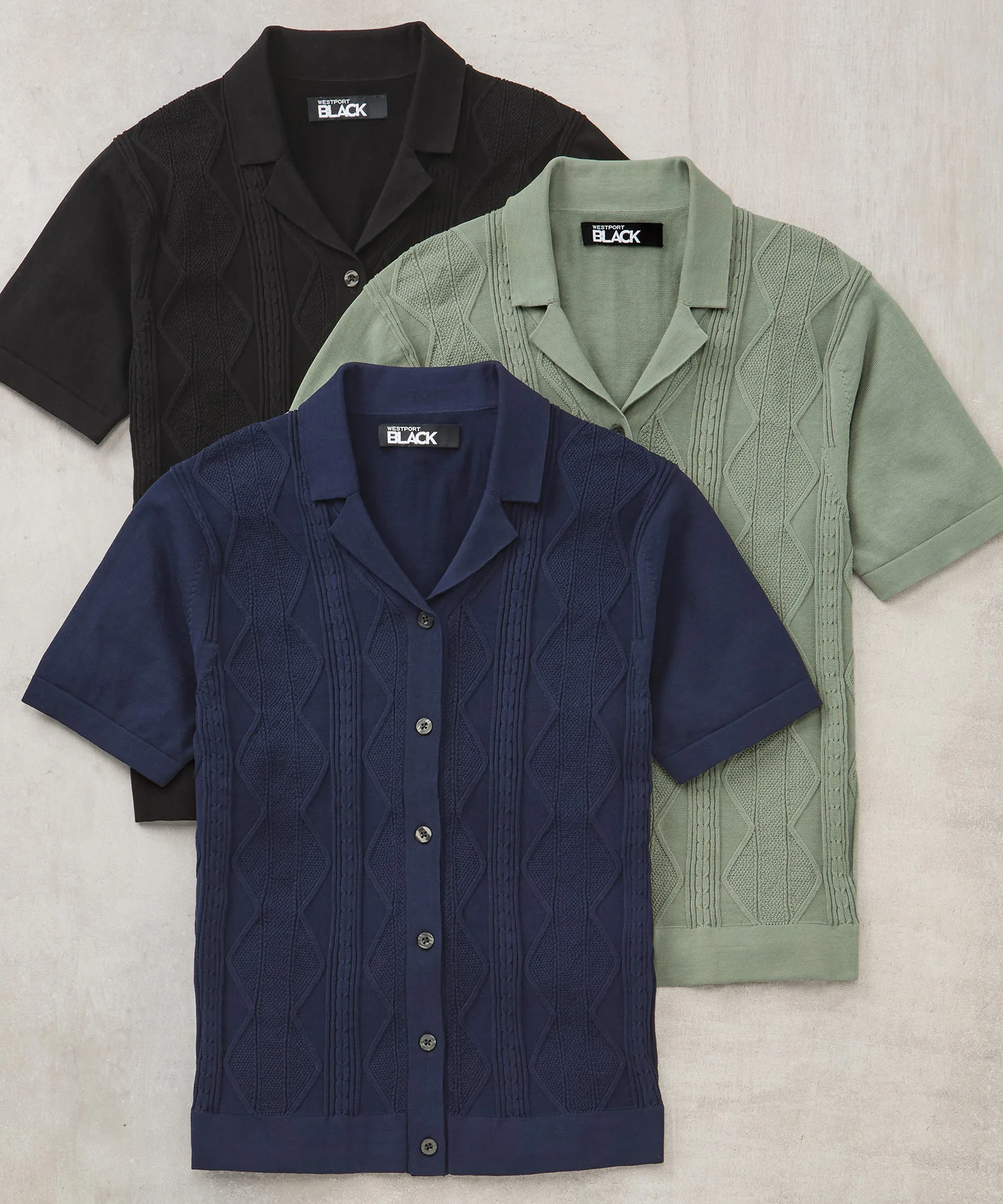 Westport Black Short Sleeve Sparks Button Front Cabana Polo - Image 3
