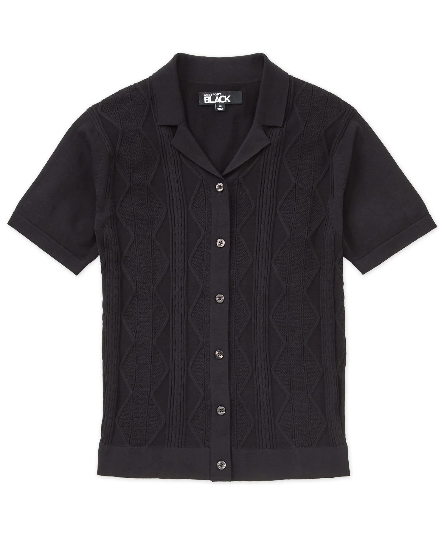 Westport Black Short Sleeve Sparks Button Front Cabana Polo - Image 5