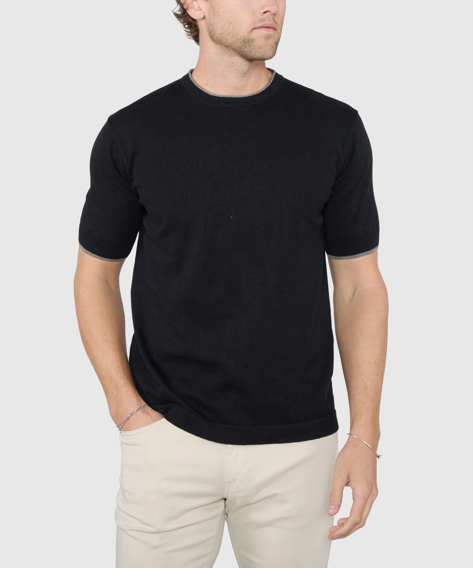 Westport Black Short Sleeve Retro Roulle Crew - Image 7