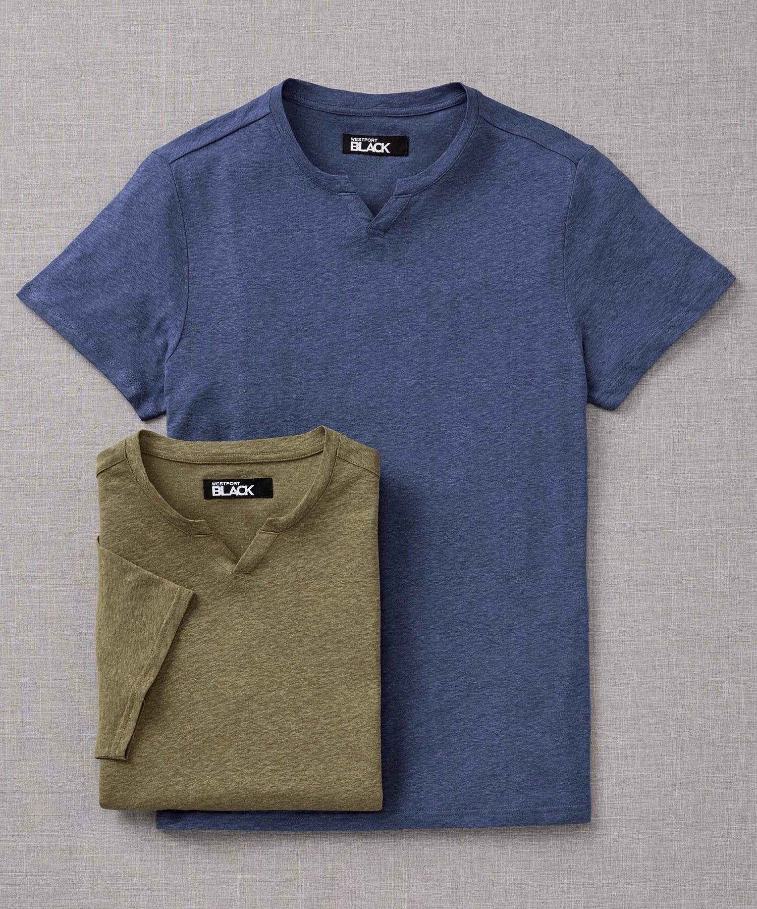 Westport Black Bellmont Short Sleeve V-Notch Linen Crew - Image 2