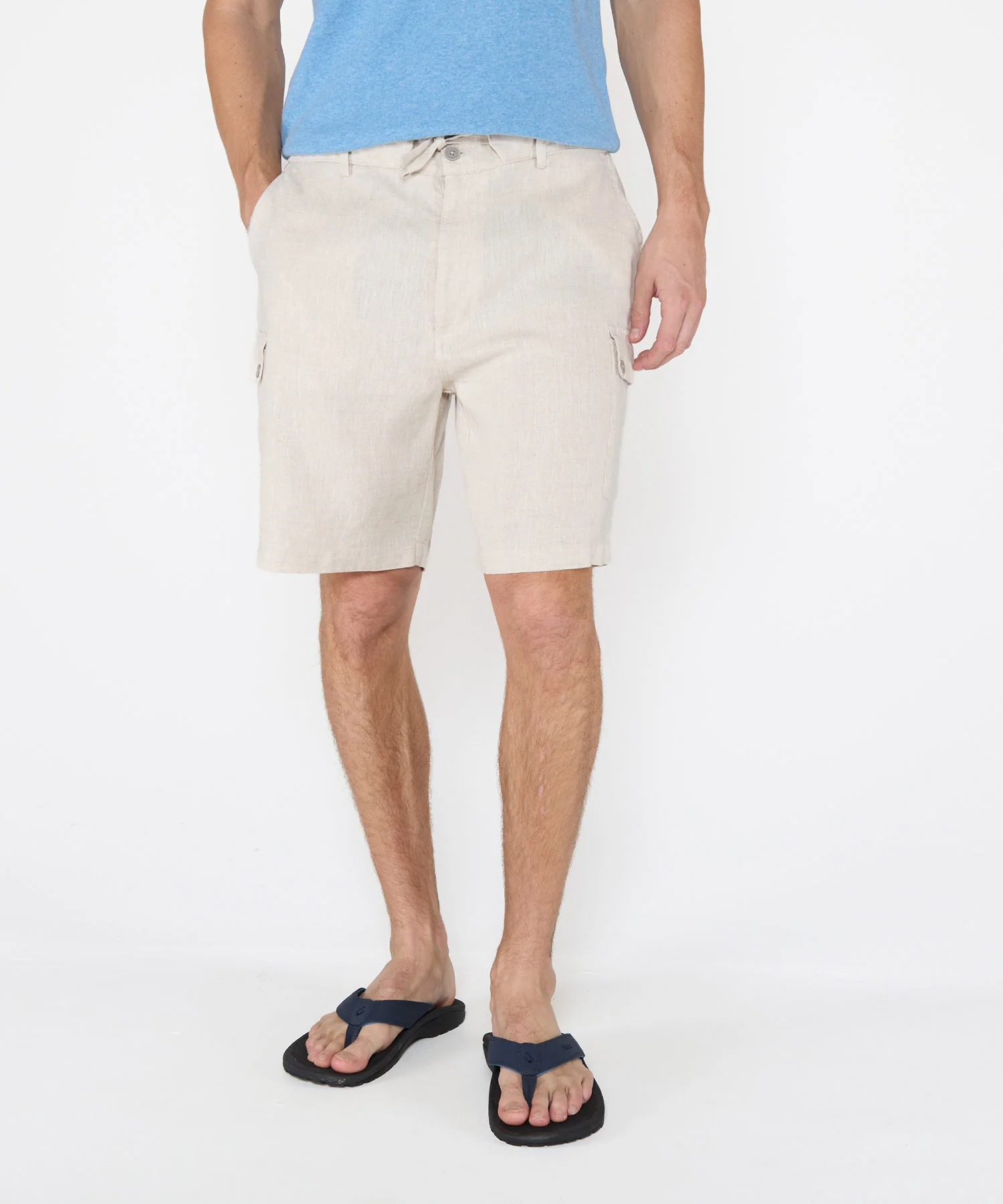Westport Black Southport Linen Drawstring Cargo Shorts - Image 9