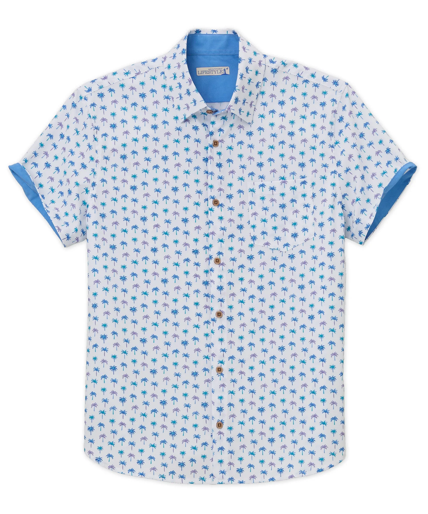 Westport Lifestyle Palm Print Performance Stretch Sport Shirt