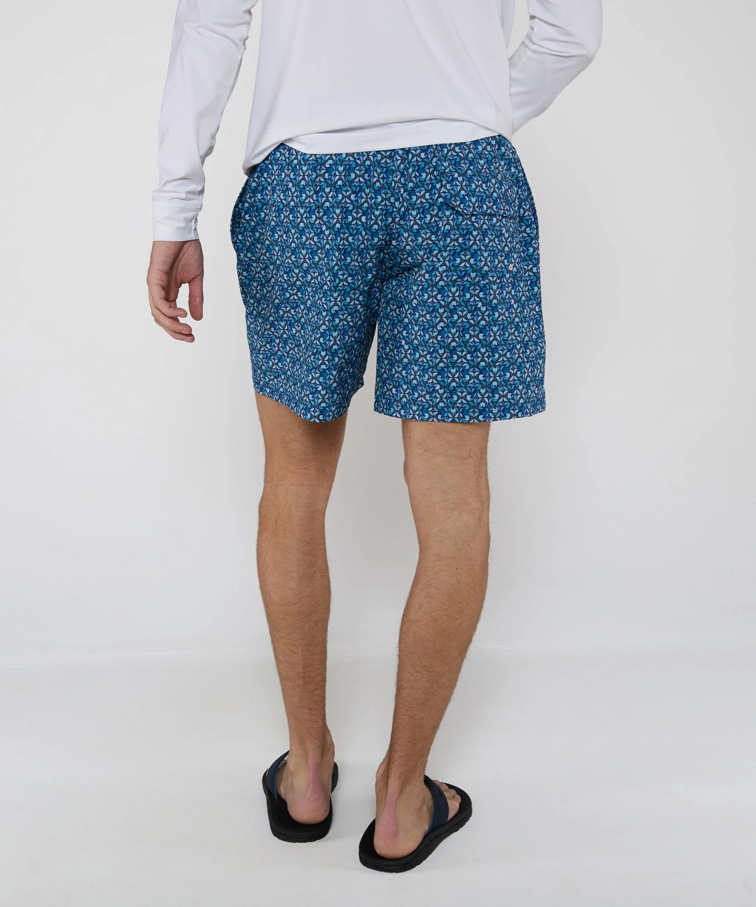 Westport Lifestyle Flower Motif Print Stretch Swim Trunks - Image 3