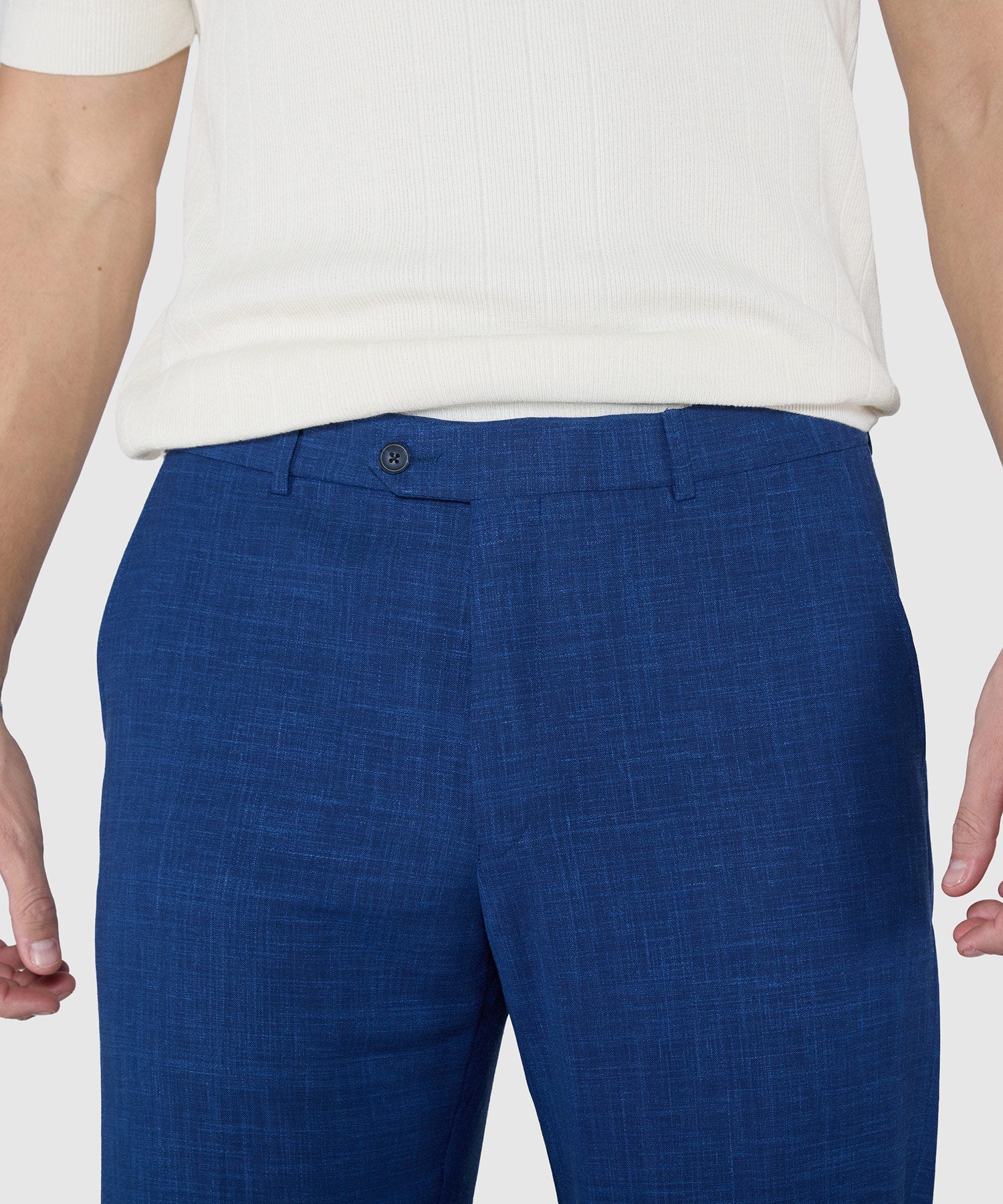 Westport Black Monaco Linen Blend Flat Front Pants - Image 3