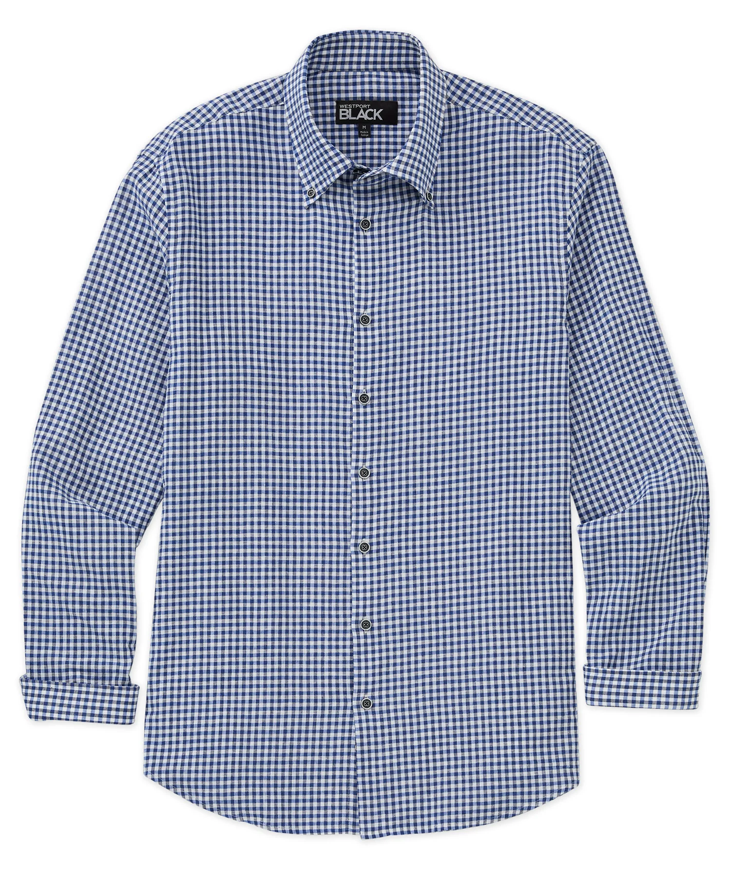Westport Black Long Sleeve Button-Down Collar Linen Cotton Sport Shirt