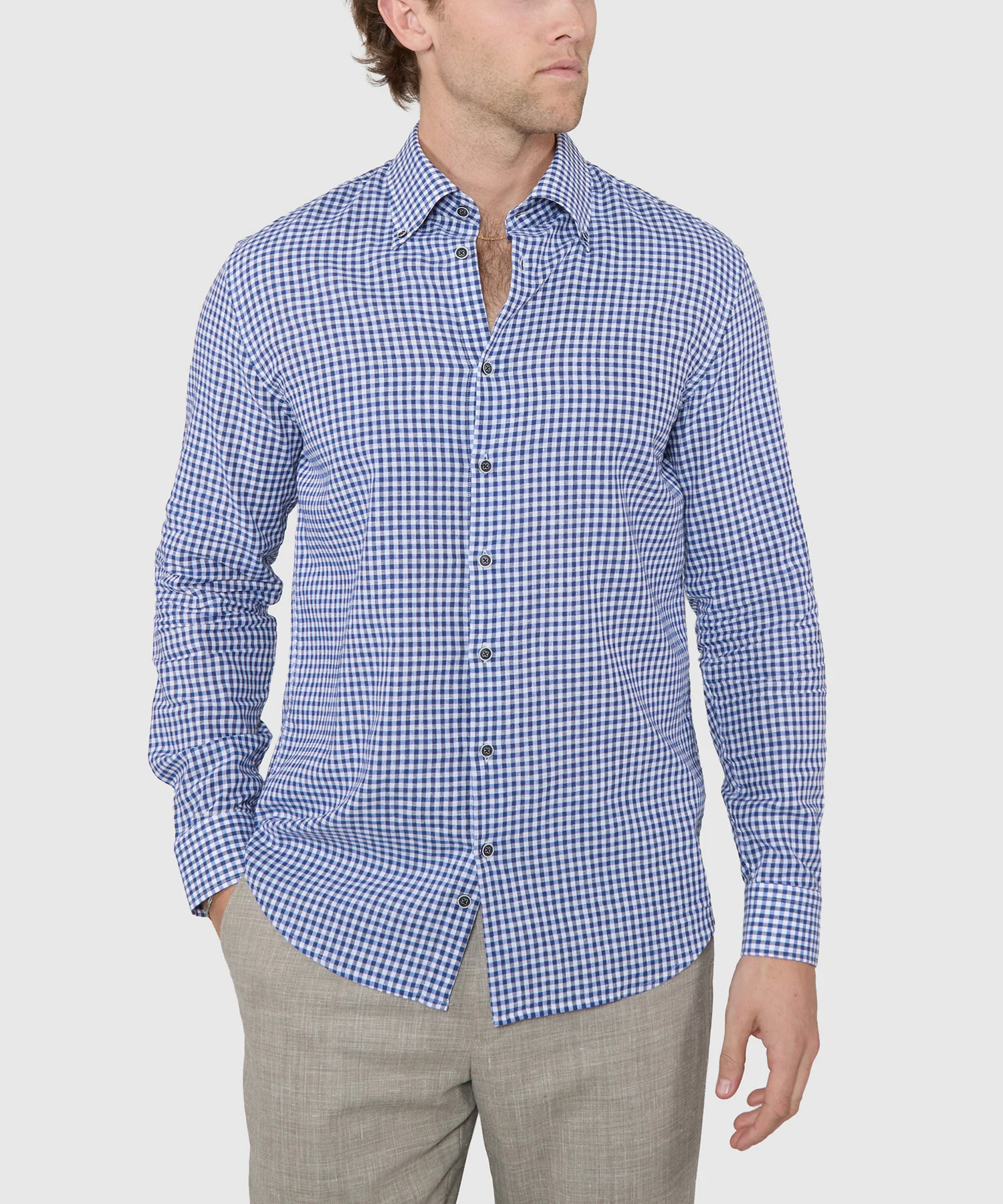 Westport Black Long Sleeve Button-Down Collar Linen Cotton Sport Shirt - Image 2
