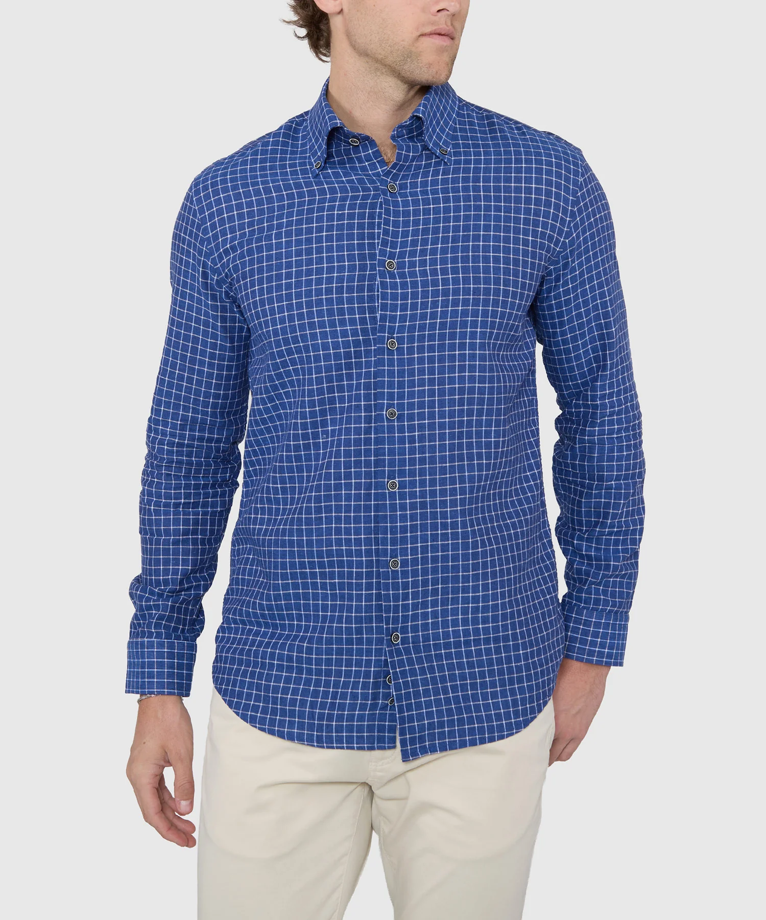 Westport Black Long Sleeve Button-Down Collar Linen Cotton Sport Shirt - Image 2